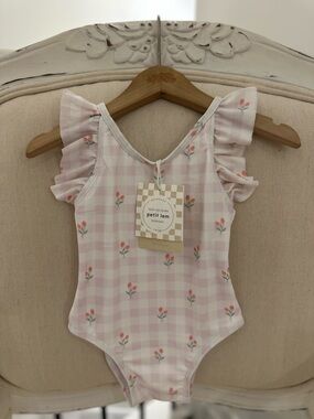 🤍 12~18 Mth Petit Lem Lavendar Tulip One Piece Baby Swimsuit Light Purple NWT